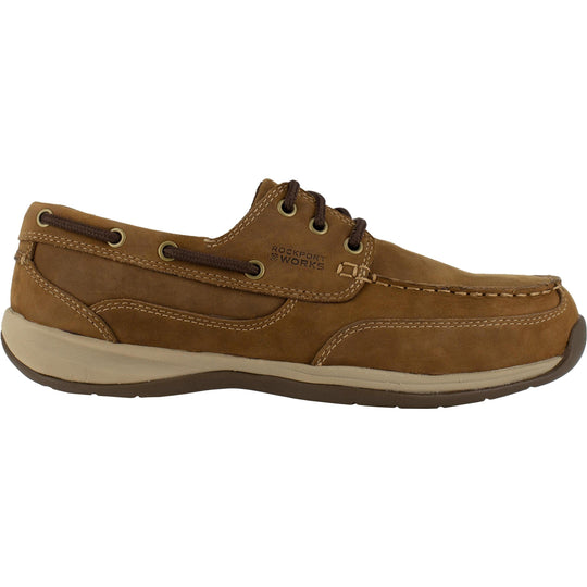 Rockport Sailing Club Zapato Náutico de Trabajo para Hombre, Punta de Acero, Tres Ojillos - Café - RK6736 - Imagen 2