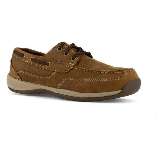 Rockport Sailing Club Zapato Náutico de Trabajo para Hombre, Punta de Acero, Tres Ojillos - Café - RK6736