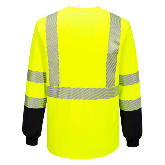 Portwest Hi-Vis Two-Tone Long Sleeve T-Shirt - Yellow/Black - 12 PACK - S197 - Overlook Boots