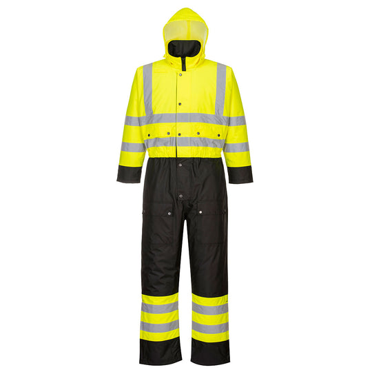 Portwest Hi-Vis Contrast Winter Coverall - Yellow/Black - S485 Small / Yellow - Overlook Boots