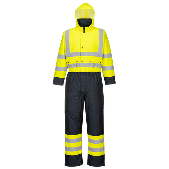 Portwest Hi-Vis Contrast Winter Coverall - Yellow/Navy - S485 Small / Yellow - Overlook Boots