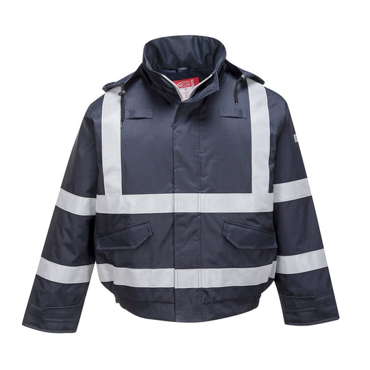 Portwest Bizflame Rain Insulated FR Bomber Jacket - Navy - S783 Small / Blue / Navy - Overlook Boots