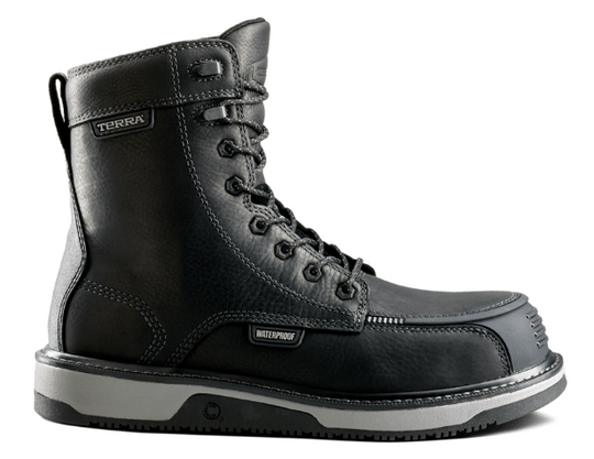 Terra Men's Ironstone 8" Composite Toe Waterproof Safety Work Boot - Black - 839FBK 7 / Wide / Black - Overlook Boots