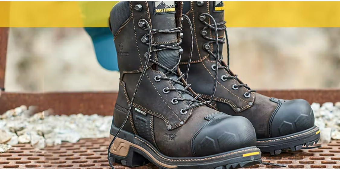 Matterhorn black lace-up work boots with composite toe and rugged outsole