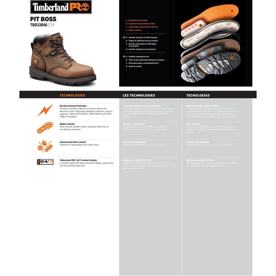 Timberland PRO Men's Pit Boss 6" Soft Toe Work Boot - Brown - TB133046214 - Overlook Boots