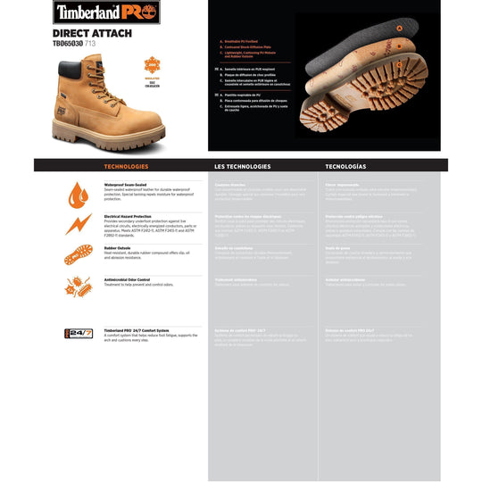 Timberland PRO Men's Direct Attach 6" Insulated Work Boot TB165030713  - Overlook Boots