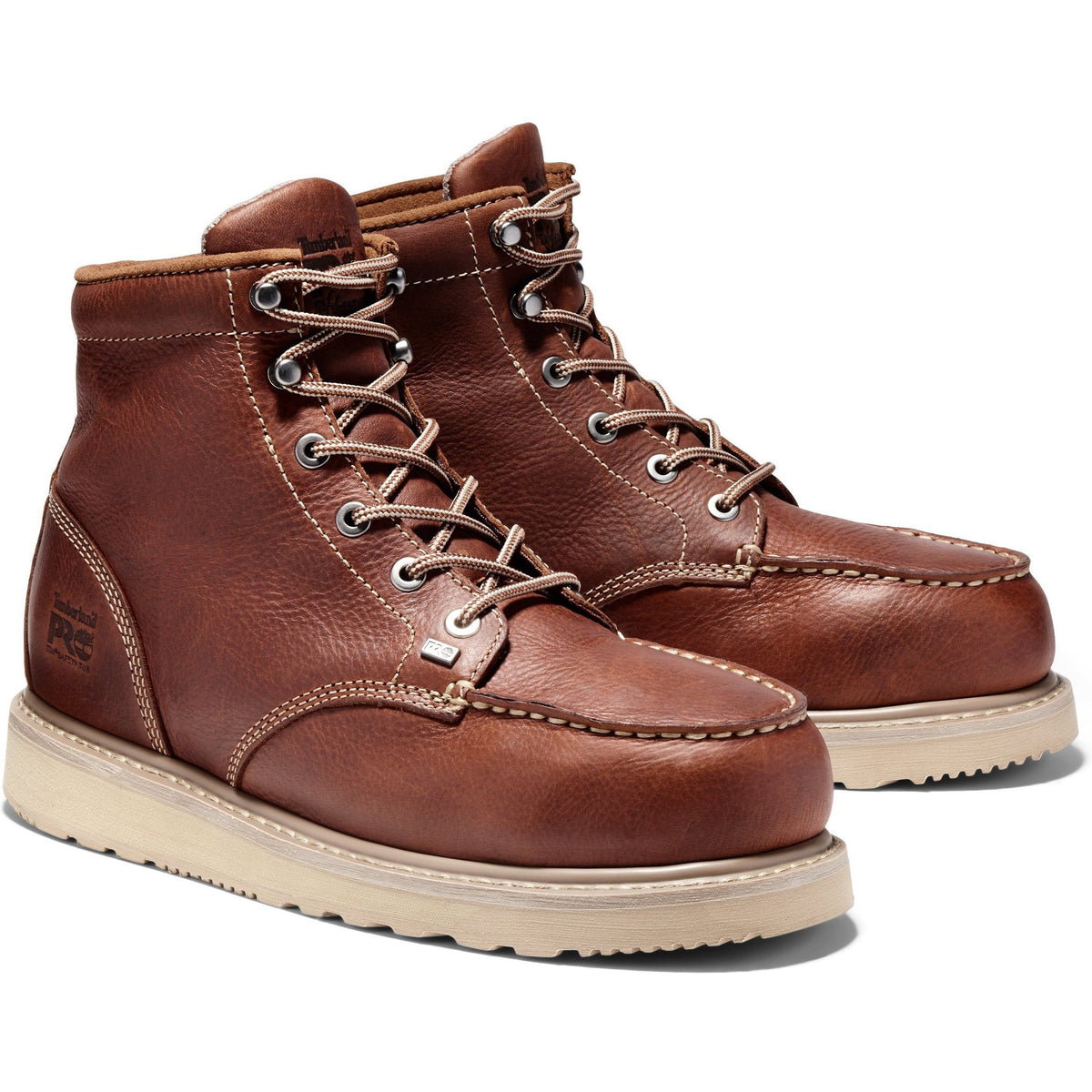 Timberland PRO Men's Barstow Wedge 6" Moc Toe Alloy Toe Work Boot - Rust - TB188559214 7 / Medium / Rust - Overlook Boots