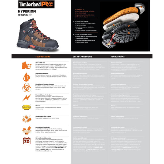 Timberland PRO Men's Hyperion 6" Alloy Toe Waterproof Work Boot - TB190646214 - Overlook Boots