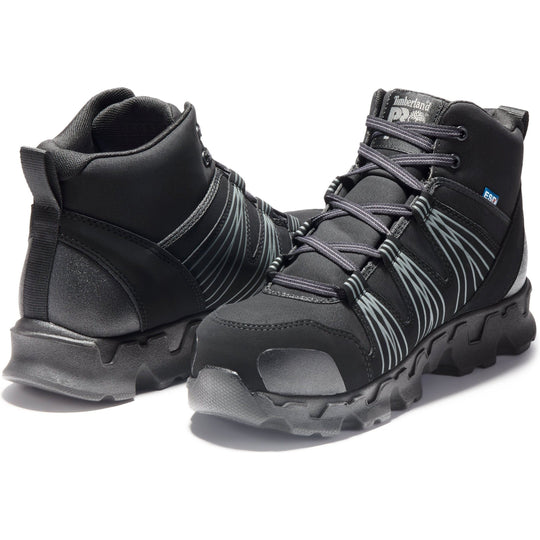 Timberland Pro Men's Powertrain Alloy Toe SD+ Mid Work Boot - Black - TB1A11QF001 - Overlook Boots