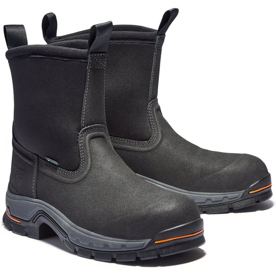 Timberland PRO Men's Stockdale 8" Alloy Toe Waterproof Pull-on Work Boot - Black - TB1A1AXG001 3.5 / Medium / Black - Overlook Boots