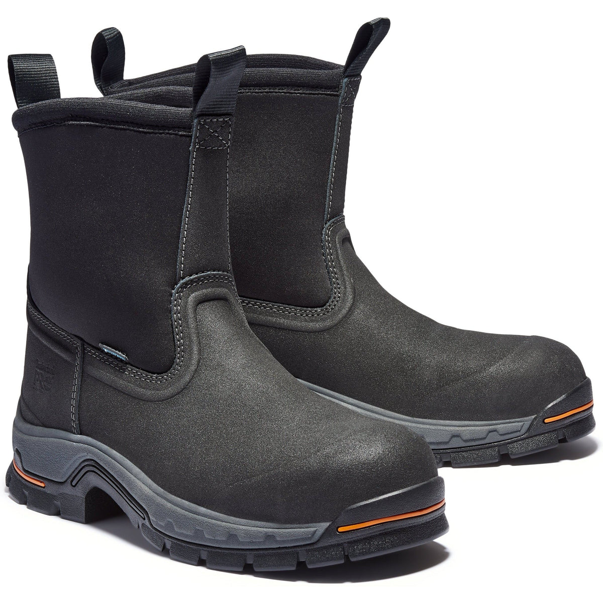 Timberland PRO Men's Stockdale 8" Alloy Toe Waterproof Pull-on Work Boot - Black - TB1A1AXG001 3.5 / Medium / Black - Overlook Boots