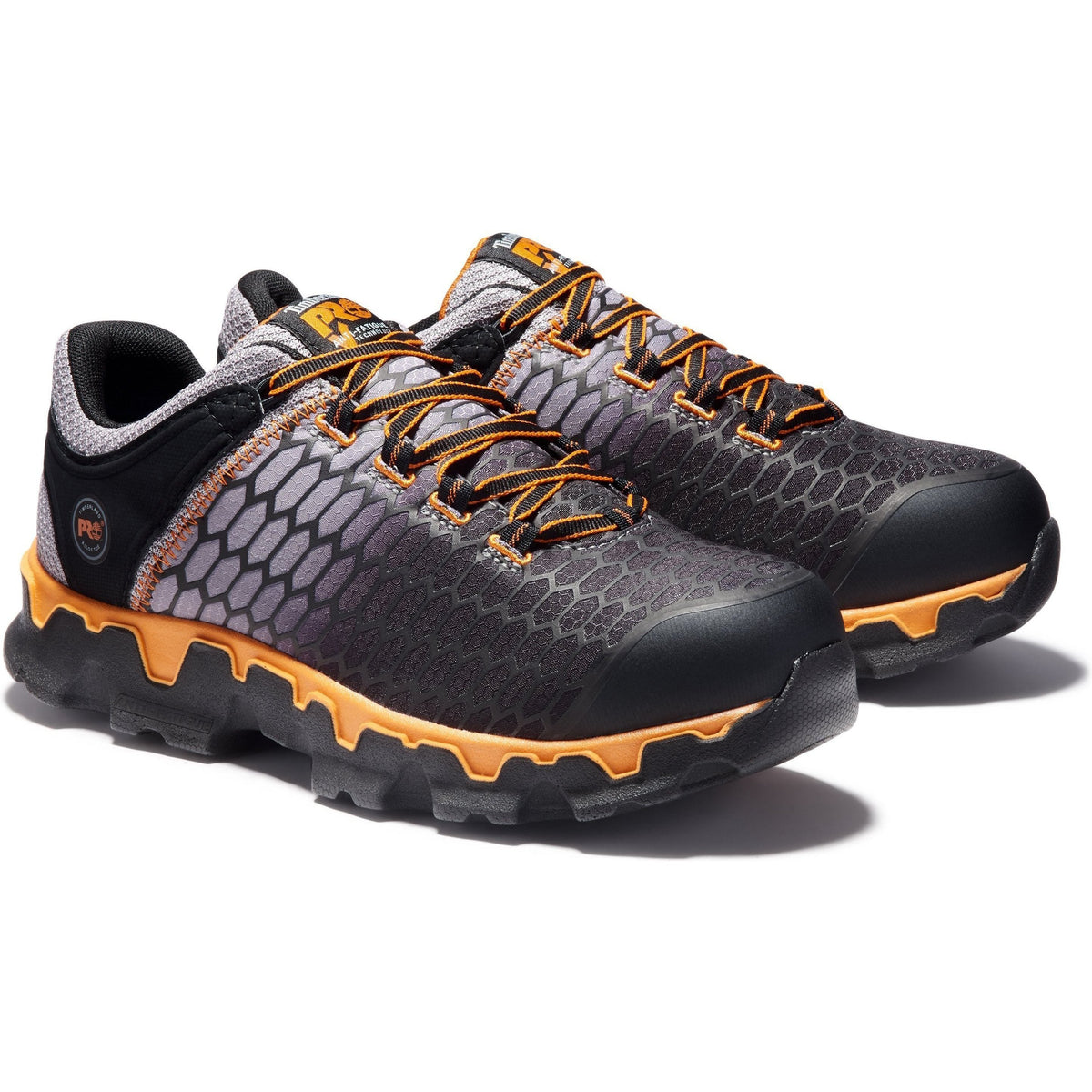 Timberland Pro Men's Powertrain Sport Alloy Toe SD+ Work Shoe - Grey - TB1A1GT9065 7 / Medium / Grey Ripstop Nylon Orange - Overlook Boots