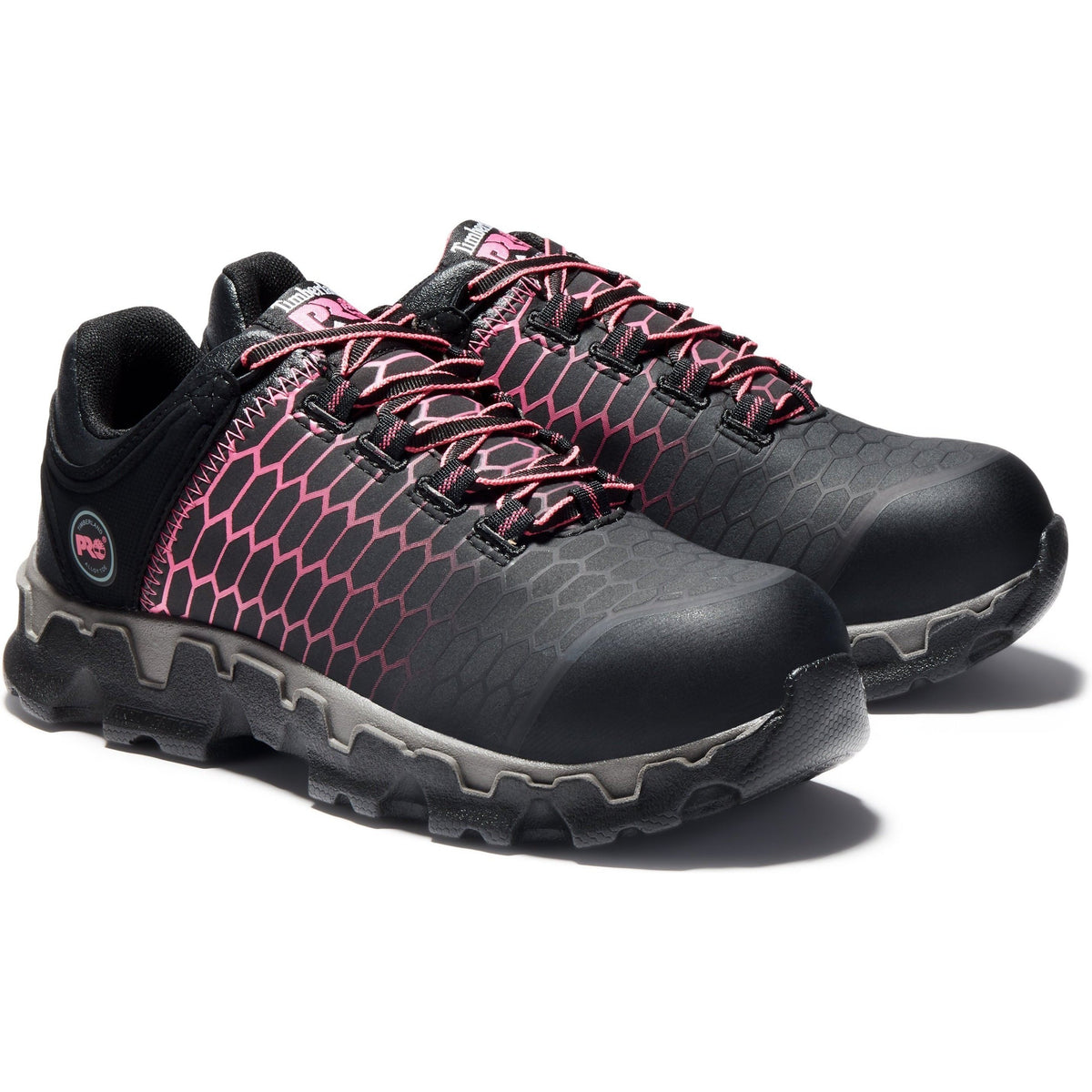 Timberland PRO Women's Powertrain Alloy Toe Electrical Hazard Work Shoe TB1A1I5Q001 5.5 / Medium / Black/Pink - Overlook Boots