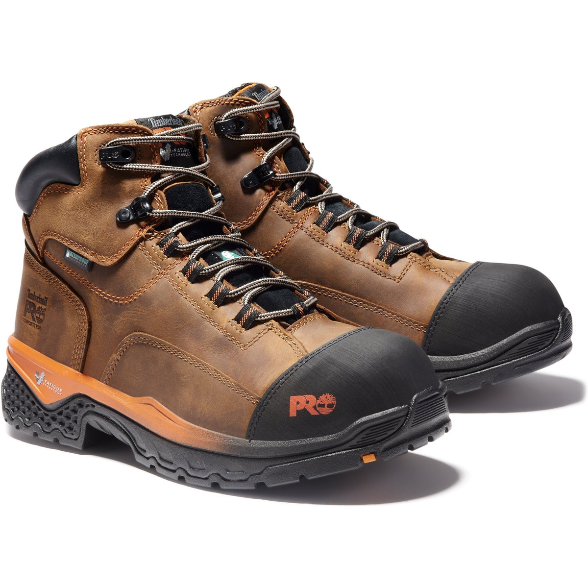 Timberland PRO Men's Bosshog 6" Composite Toe Waterproof Work Boot - Brown/Orange - TB1A1XK1214 7 / Medium / Brown - Overlook Boots