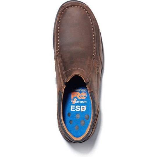 Timberland PRO Men's Branston Alloy Toe ESD Slip-On Moc Toe Work Shoe - Brown - TB191694214 - Overlook Boots
