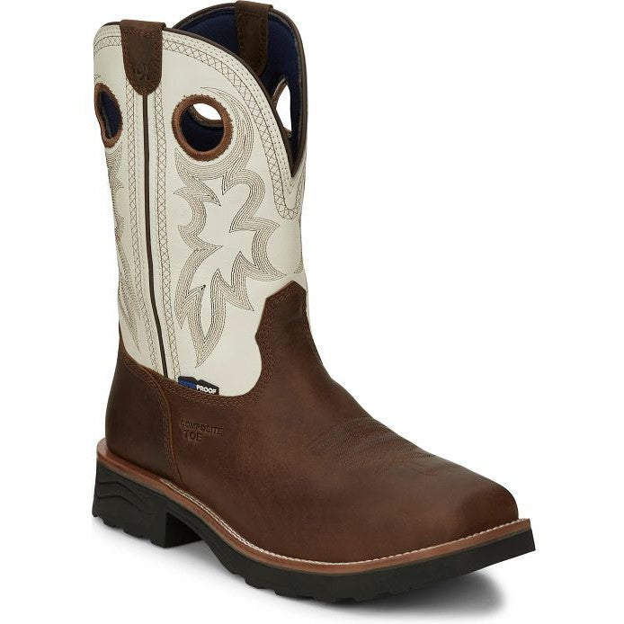 Tony Lama Men's Fireball 11" Composite Toe Waterproof Western Work Boot- Brown- TW3302 7 / Medium / Brown - Overlook Boots