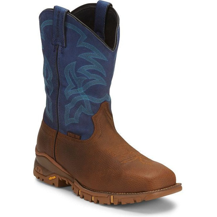 Tony Lama Men's Roustabout 11" Steel Toe Waterproof Western Work Boot - Brown - TW5010 7 / Medium / Brown - Overlook Boots