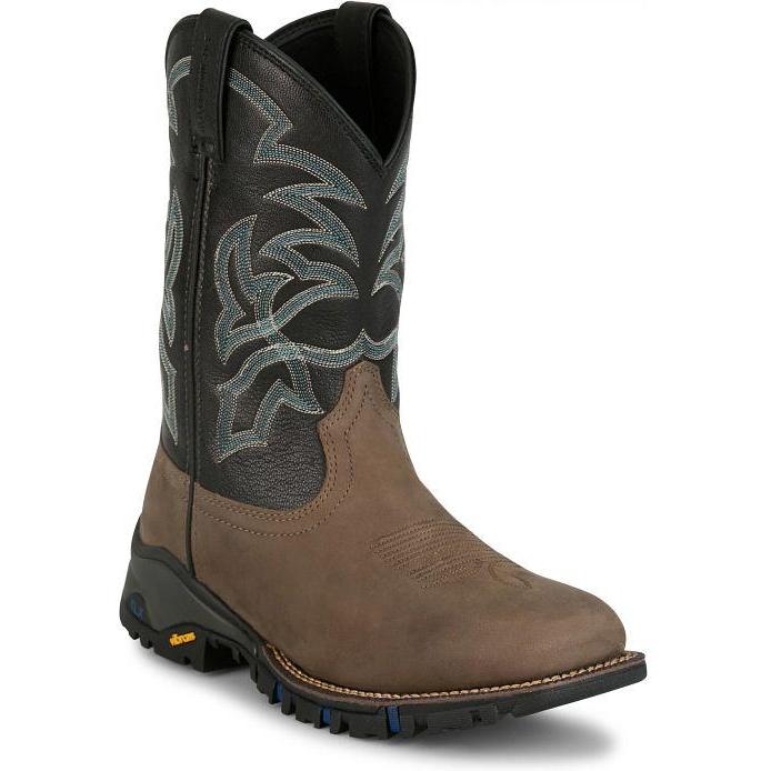 Tony Lama Men's Roustabout 11" Square Toe Waterproof Work Boot- Grey - TW5020 - Overlook Boots