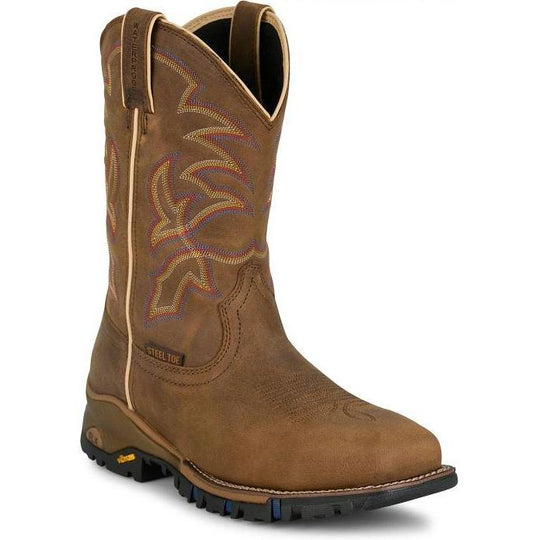 Tony Lama Men's Roustabout 11" Steel Toe Waterproof Western Work Boot - Tan - TW5022 7 / Medium / Brown - Overlook Boots