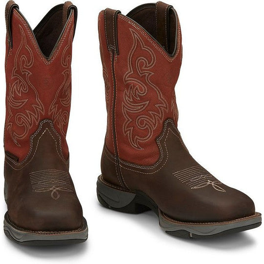 Tony Lama Men's Junction 11" Steel Toe Waterproof Western Work Boot -Brown- RR3352 - Overlook Boots