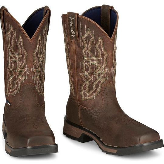 Tony Lama Men's Anchor 11" Composite Toe Waterproof Western Work Boot -Brown- TW3415 - Overlook Boots