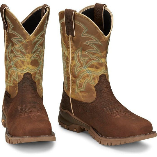 Tony Lama Men's Roustabout 11" Steel Toe Waterproof Western Work Boot - Brown - TW5006 - Overlook Boots
