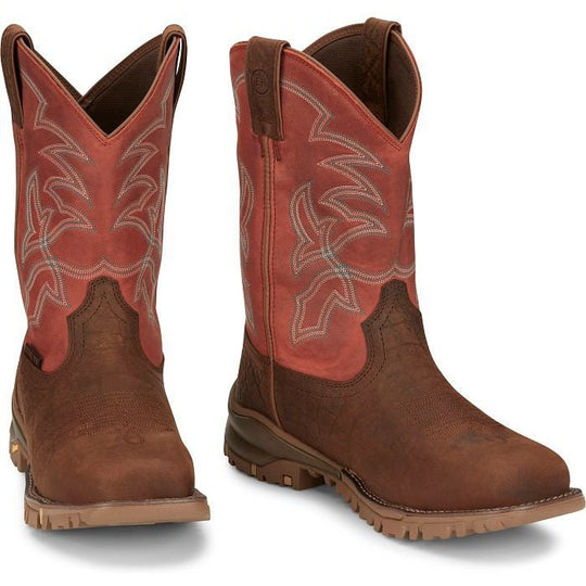 Tony Lama Men's Roustabout 11" Steel Toe Waterproof Western Work Boot -Brown- TW5007 - Overlook Boots