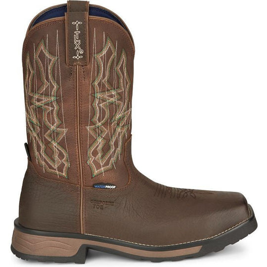 Tony Lama Men's Anchor 11" Composite Toe Waterproof Western Work Boot -Brown- TW3415 - Overlook Boots