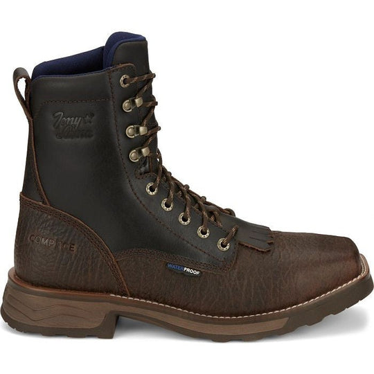 Tony Lama Men's High Range 8" Composite Toe Waterproof Western Work Boot - Pecan Brown - TW3430 - Overlook Boots