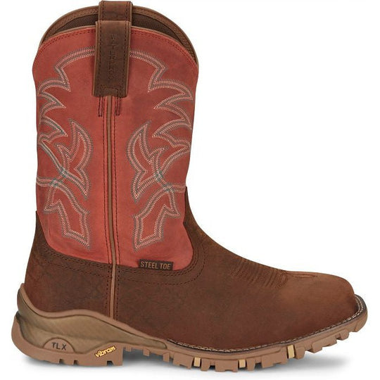 Tony Lama Men's Roustabout 11" Steel Toe Waterproof Western Work Boot -Brown- TW5007 - Overlook Boots