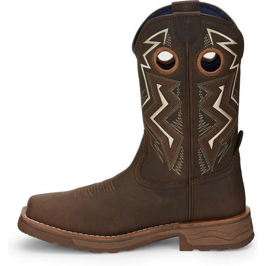 Tony Lama Men's Force 11" Wide Square Composite Toe Waterproof Western Work Boot -Brown- TW3403 - Overlook Boots
