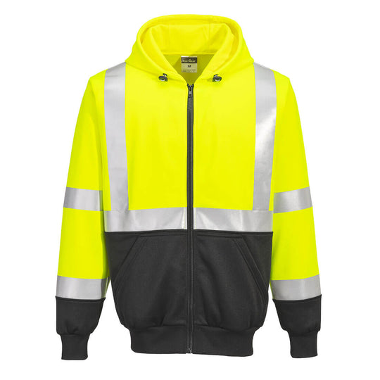 Portwest Hi-Vis Two-Tone Zipped Hoodie - Yellow/Black - UB315 Medium / Yellow - Overlook Boots