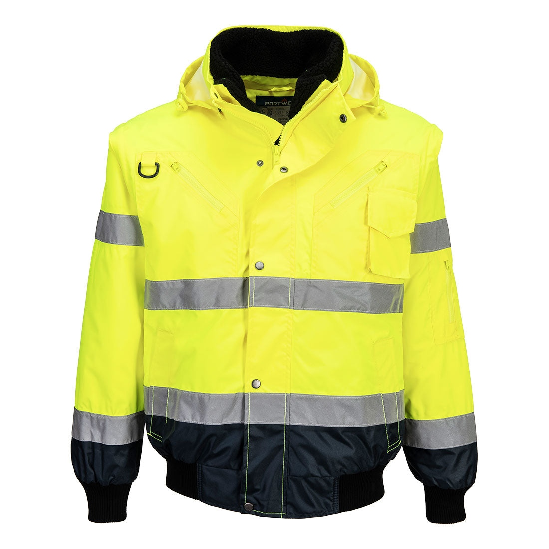 Portwest Hi-Vis 3-in-1 Contrast Bomber Jacket - Yellow/Navy - UC465 Medium / Yellow - Overlook Boots