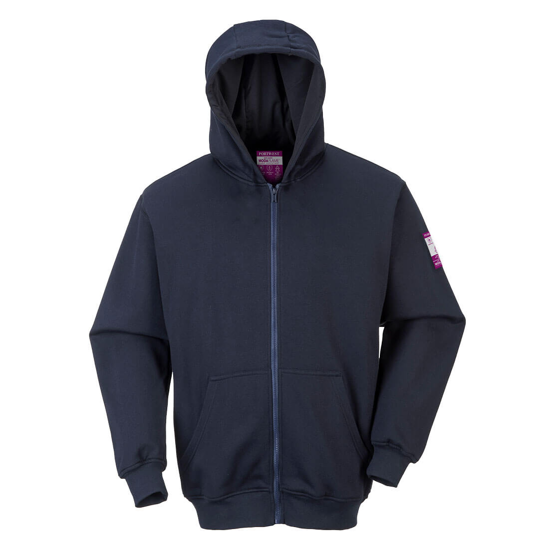 Portwest Modaflame Knit Zipper-Front Hooded FR Sweatshirt - Navy - UFR81 Medium / Blue / Navy - Overlook Boots