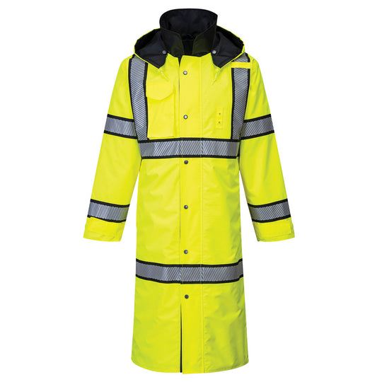 Portwest Hi-Vis Reversible Rain Coat 48" - Yellow/Black - UH447 X-Small / Yellow - Overlook Boots