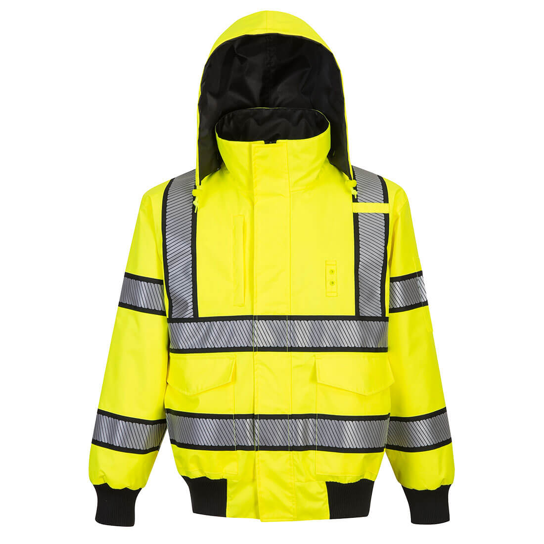 Portwest Chamarra Bomber Reversible de Alta Visibilidad - Amarillo y Negro - UH449