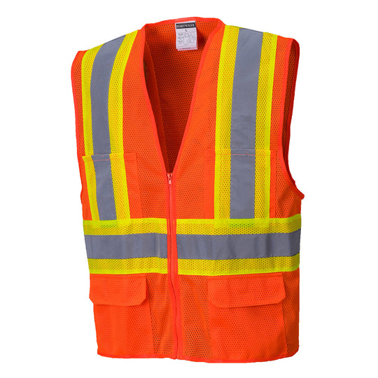 Portwest Tulsa Hi-Vis Mesh Executive Vest - Orange - 12 Pack - US371 Medium / Orange - Overlook Boots