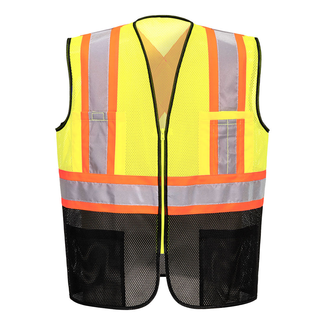 Portwest Frisco Hi-Vis X Back Contrast Executive Vest - Yellow/Black - 12 Pack - US395 Small / Yellow - Overlook Boots