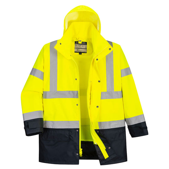 Portwest Hi-Vis 5-in-1 Contrast Executive Jacket - Yellow/Navy - US768 Small / Yellow - Overlook Boots