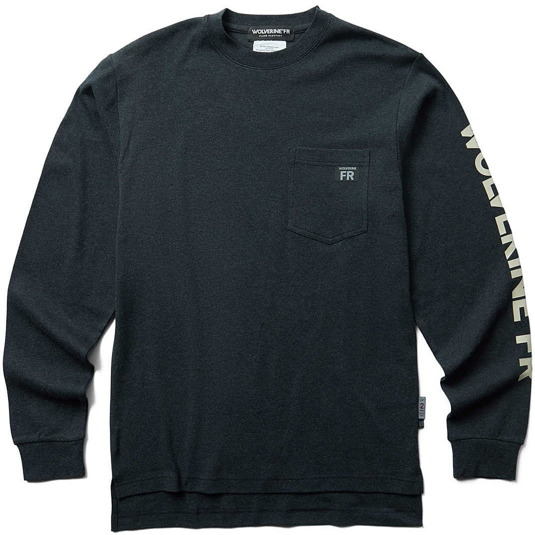 Wolverine Men's Flame Resistant Long Sleeve Print Tee - Grey - W1206550-029 Small / Dark Grey Heather - Overlook Boots
