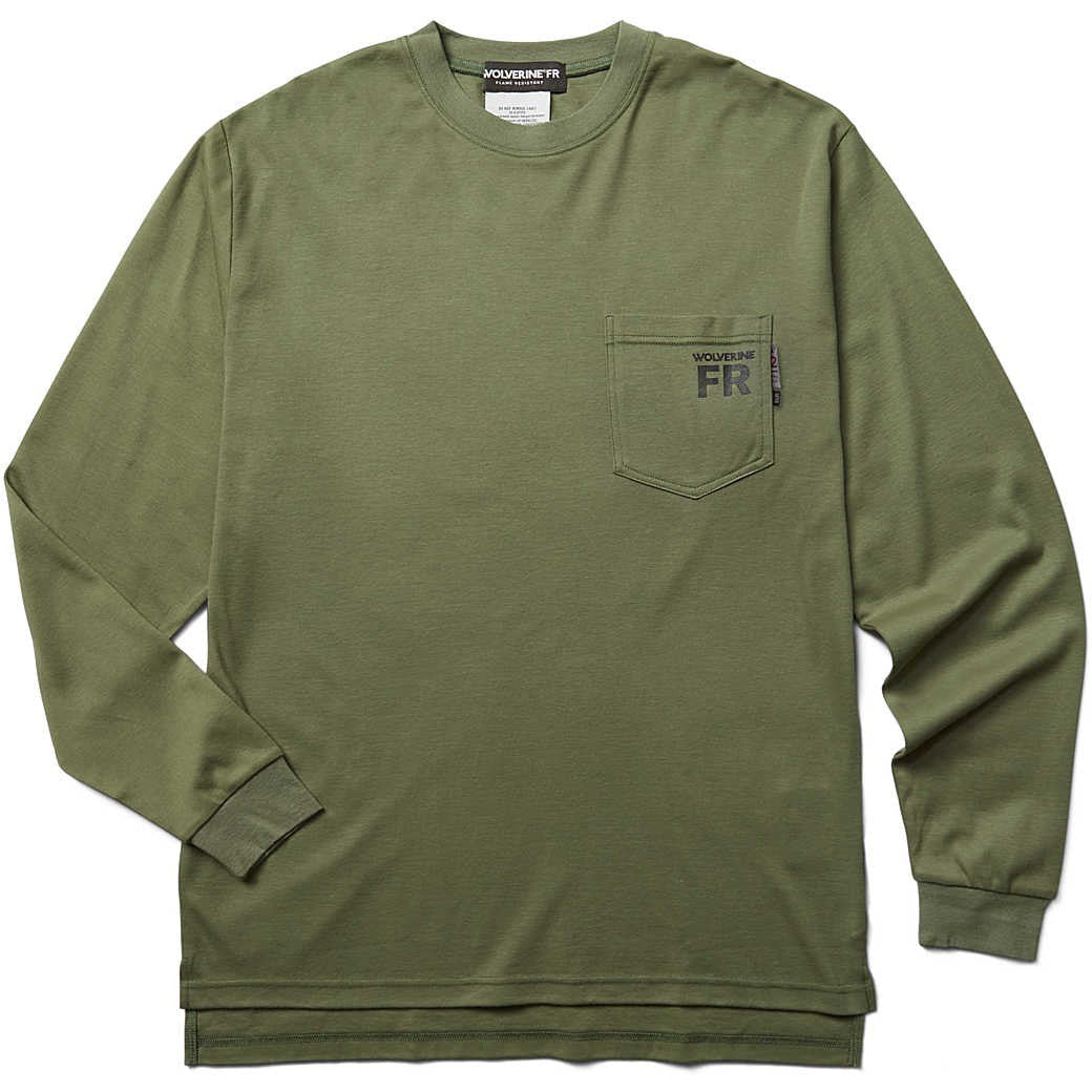 Wolverine Men's Flame Resistant Long Sleeve Print Tee - Moss - W1206550-321 Small / Moss Eagle - Overlook Boots