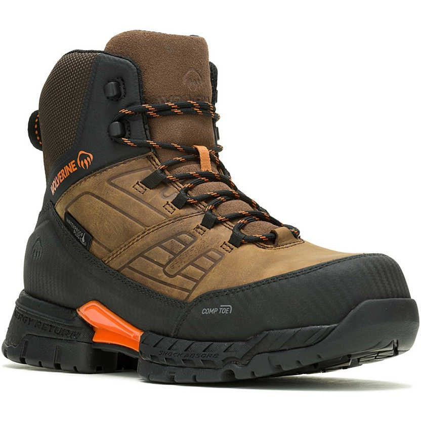 Wolverine Men's Surge Lx 6" Safety Toe Waterproof Carbonmax Work Boot -Brown- W080166 7 / Medium / Brown - Overlook Boots