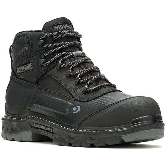 Wolverine Men's Overpass 6" Safety Toe Waterproof Composite Toe Work Boot -Black- W080167 7 / Medium / Black - Overlook Boots
