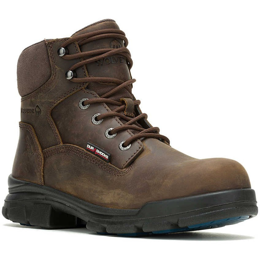 Wolverine Men's Durashocks Slip Resistant Icon 6" Composite Toe Waterproof Work Boot -Brown- W241097 7 / Medium / Dark Brown - Overlook Boots