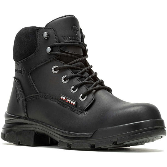 Wolverine Men's Durashocks Slip Resistant Icon 6" Composite Toe Waterproof Work Boot -Black- W241098 7 / Medium / Black - Overlook Boots
