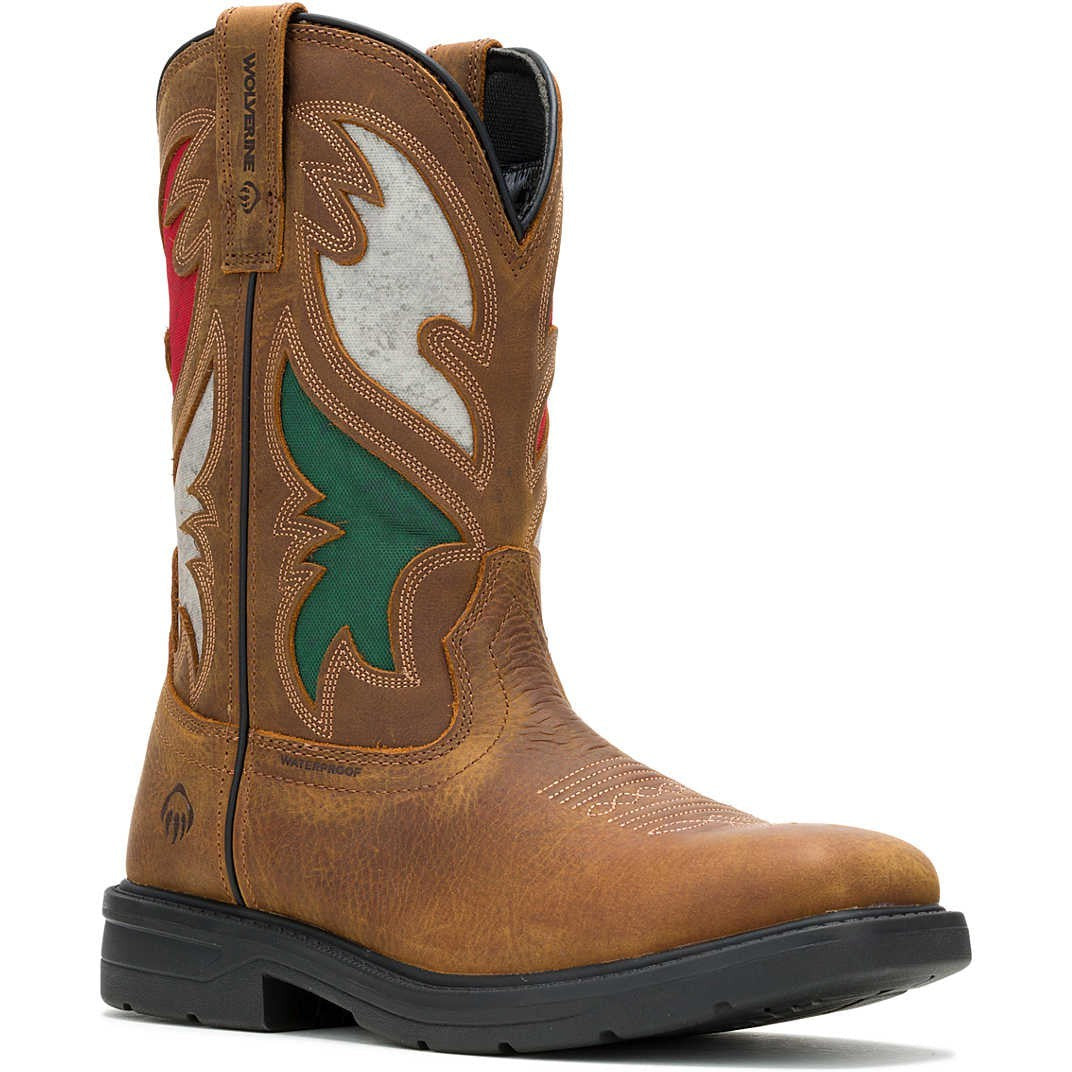 Wolverine Men's Rancher Flag Steel Toe Waterproof Western Work Boot -Brown- W241183 7 / Medium / Brown - Overlook Boots
