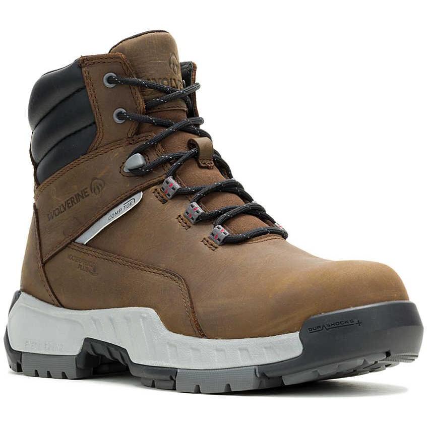 Wolverine Men's Tarmac II 6" Comp Toe Waterproof Reflective Work Boot - Brown - W261025 7 / Medium / Brown - Overlook Boots
