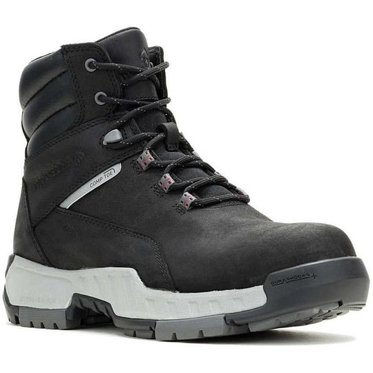 Wolverine Men's Tarmac II 6" Composite Toe Waterproof Reflective CarbonMax Work Boot - Black - W261026 7 / Medium / Black - Overlook Boots