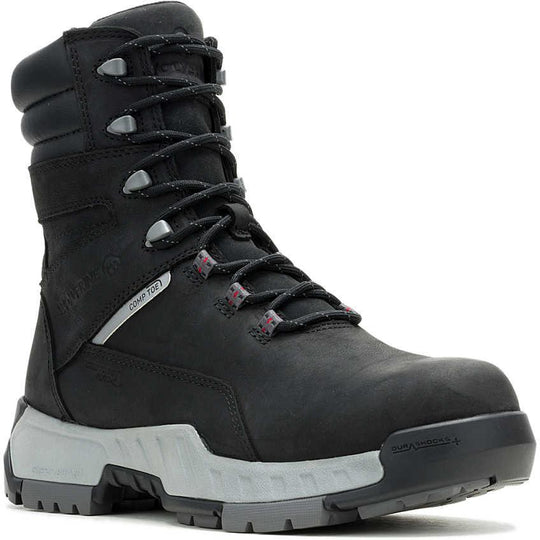 Wolverine Men's Tarmac II 8" Composite Toe Waterproof Reflective CarbonMax Work Boot - Black - W261027 7 / Medium / Black - Overlook Boots