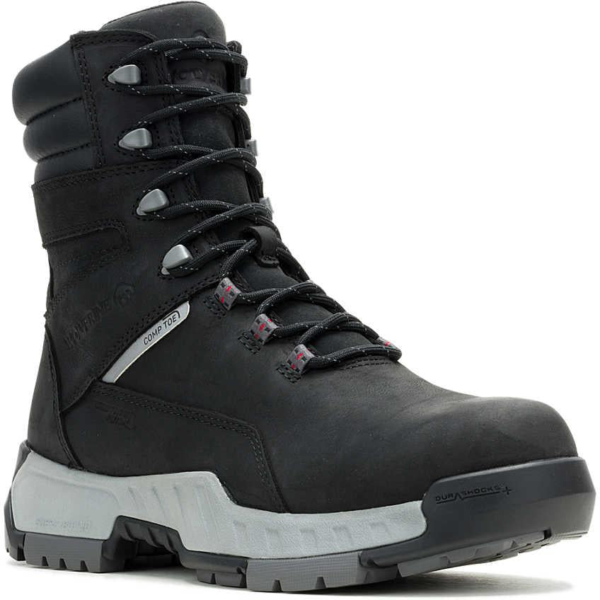 Wolverine Men's Tarmac II 8" Composite Toe Waterproof Reflective CarbonMax Work Boot - Black - W261027 7 / Medium / Black - Overlook Boots